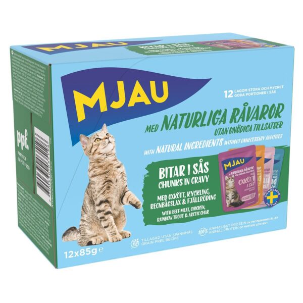 Mjau Multipack lihaa ja kalaa kastikkeessa 12 x 85 g