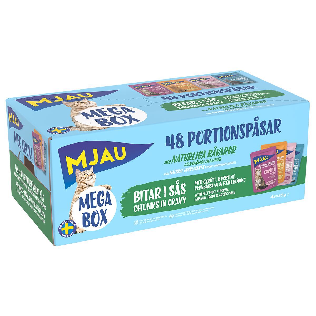 Mjau Megapack lihaa ja kalaa kastikkeessa 48 x 85 g