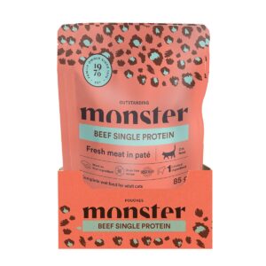Monster Cat Pouch Adult Beef 16 x 85 g