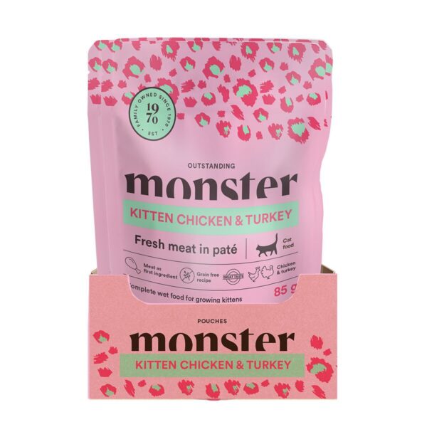 Monster Cat Pouch Kitten Chicken & Turkey 16 x 85 g