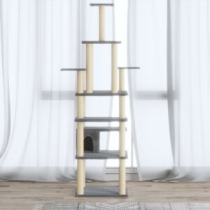 vidaXL Kissan kiipeilypuu sisal- raapimispylväillä vaaleanharmaa 183cm