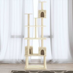 vidaXL Kissan kiipeilypuu sisal- raapimispylväillä kerma 188 cm