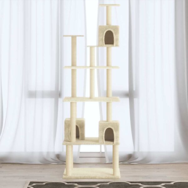 vidaXL Kissan kiipeilypuu sisal- raapimispylväillä kerma 188 cm