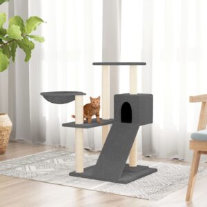 vidaXL Kissan kiipeilypuu sisal- raapimispylväillä tummanharmaa 82 cm