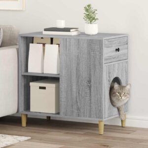 vidaXL Kissatalo Harmaa Sonoma 72 x 42.5 x 70 cm Tekninen puu