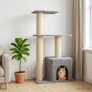 vidaXL Kissanpuu sisaliraapimispuilla Vaaleanharmaa 133 cm