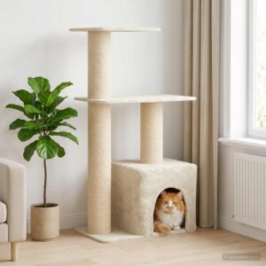 vidaXL Kissanpuu sisaliraapimispuilla Kerma 133 cm