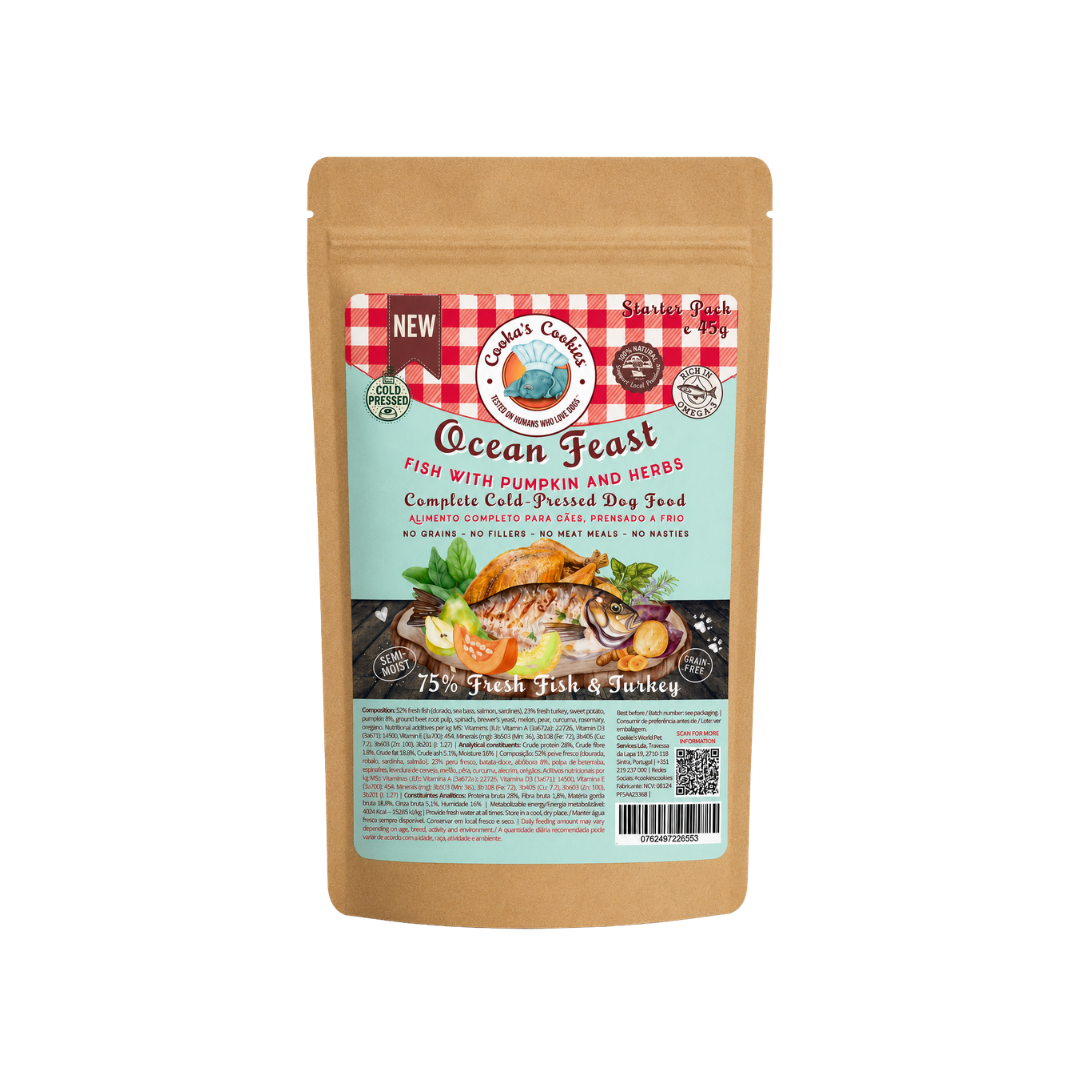 Cooka’s Cookies – Kylmäpuristettu Täysravinto 45g, Ocean Feast 45g