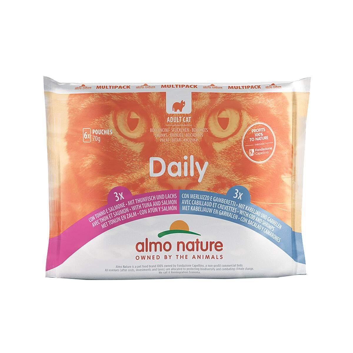 Almo Nature Multipack tonnikala & lohi - turska & katkarapu 6x70g