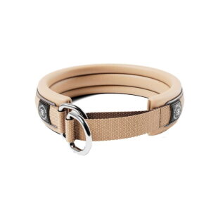 BullyBillows koiran puolikiristävä panta pehmustettu 3 cm, beige