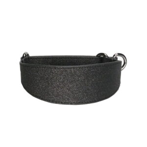 Leveä martingaalipanta Collar of Sweden, musta glitter