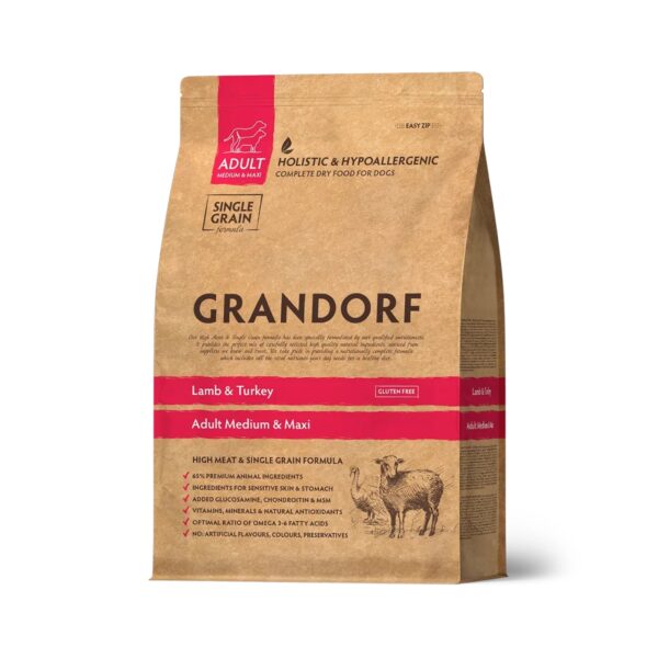 GRANDORF Adult Medium & Maxi, Lammas ja Kalkkuna, 1 kg