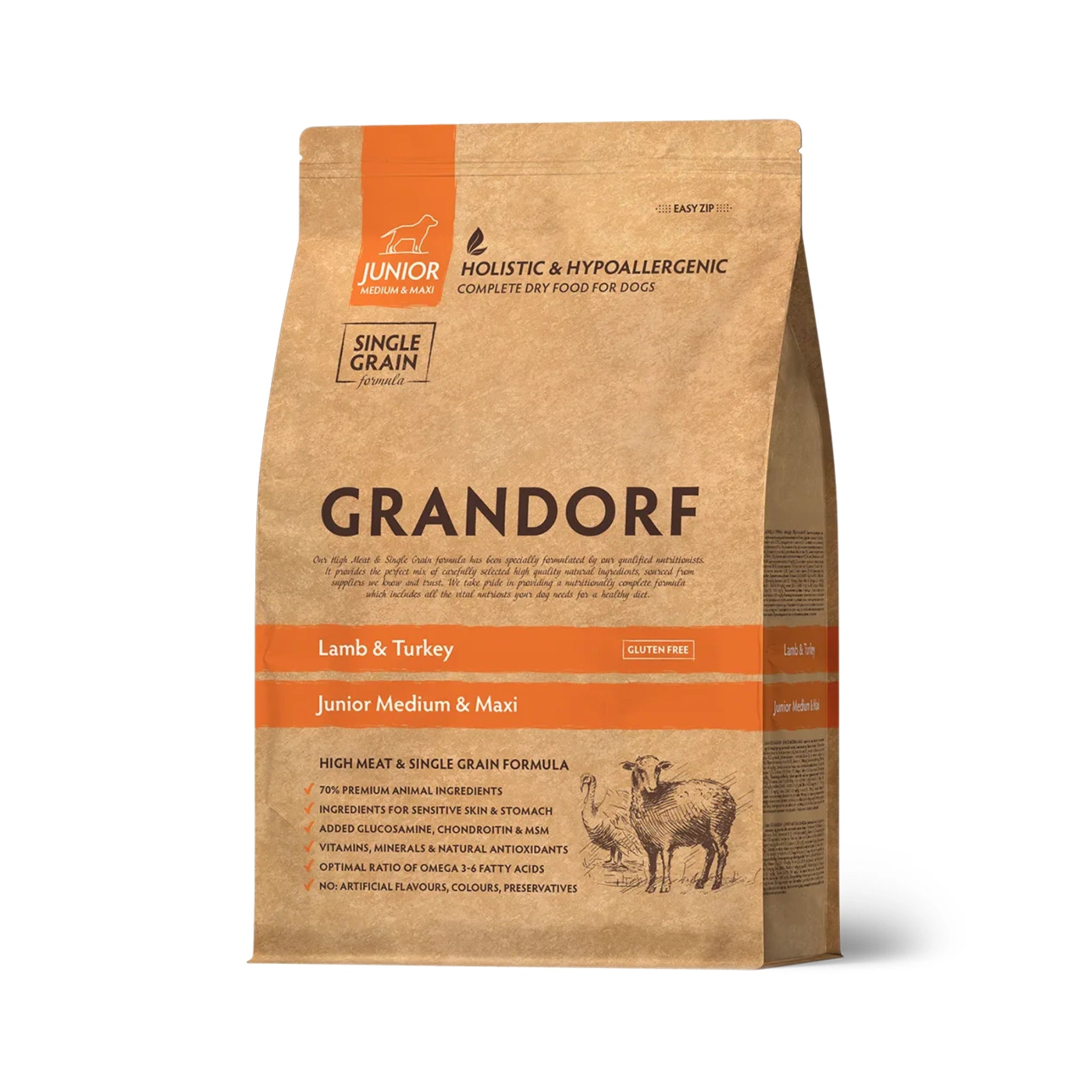 GRANDORF Junior Medium & Maxi, Lammas ja Kalkkuna, 10 kg