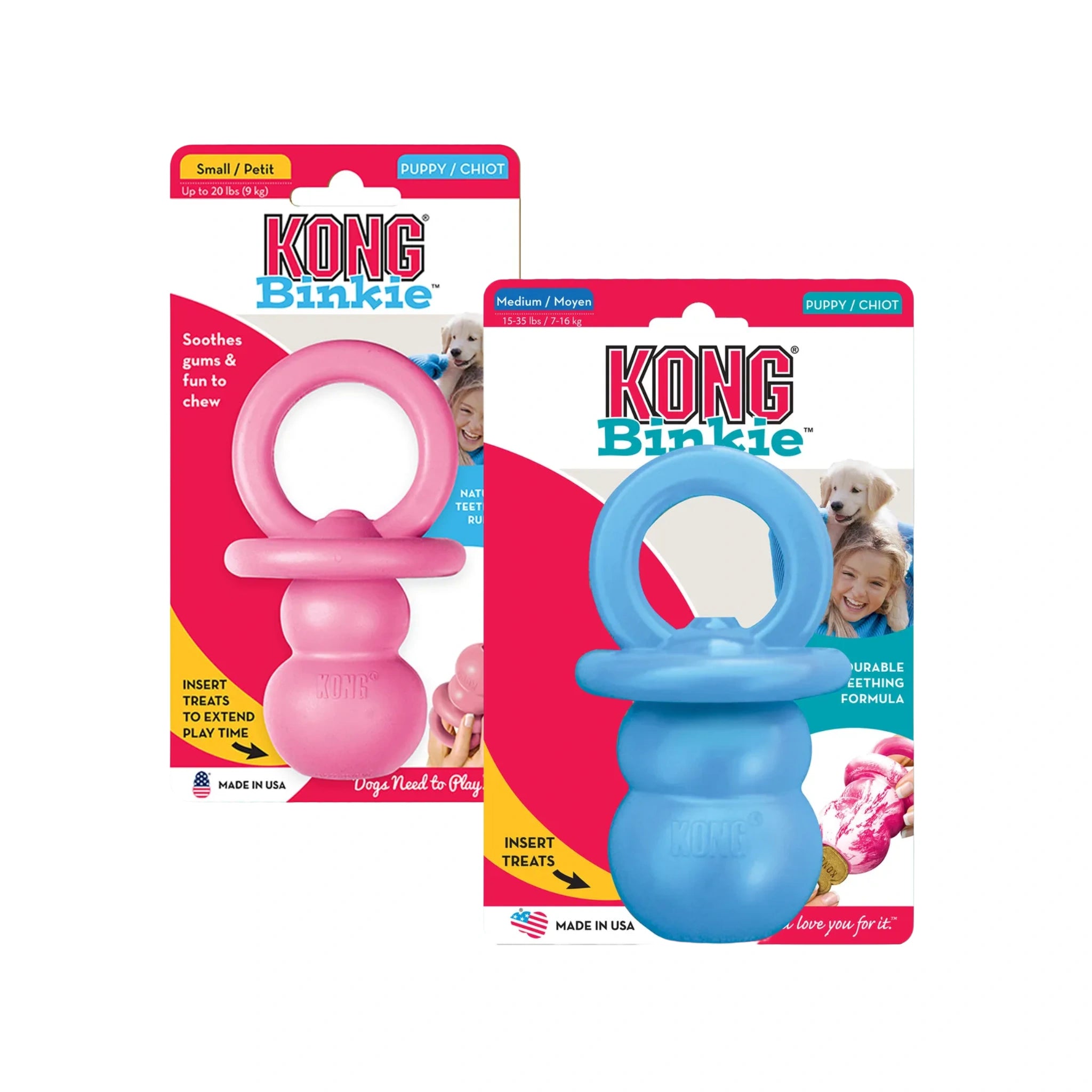 Kong Puppy Binkie, S / Vaaleanpunainen