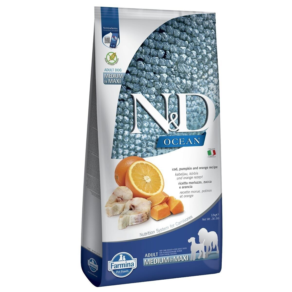 Farmina N&D Dog Ocean Cod, Pumpkin & Orange M/L
