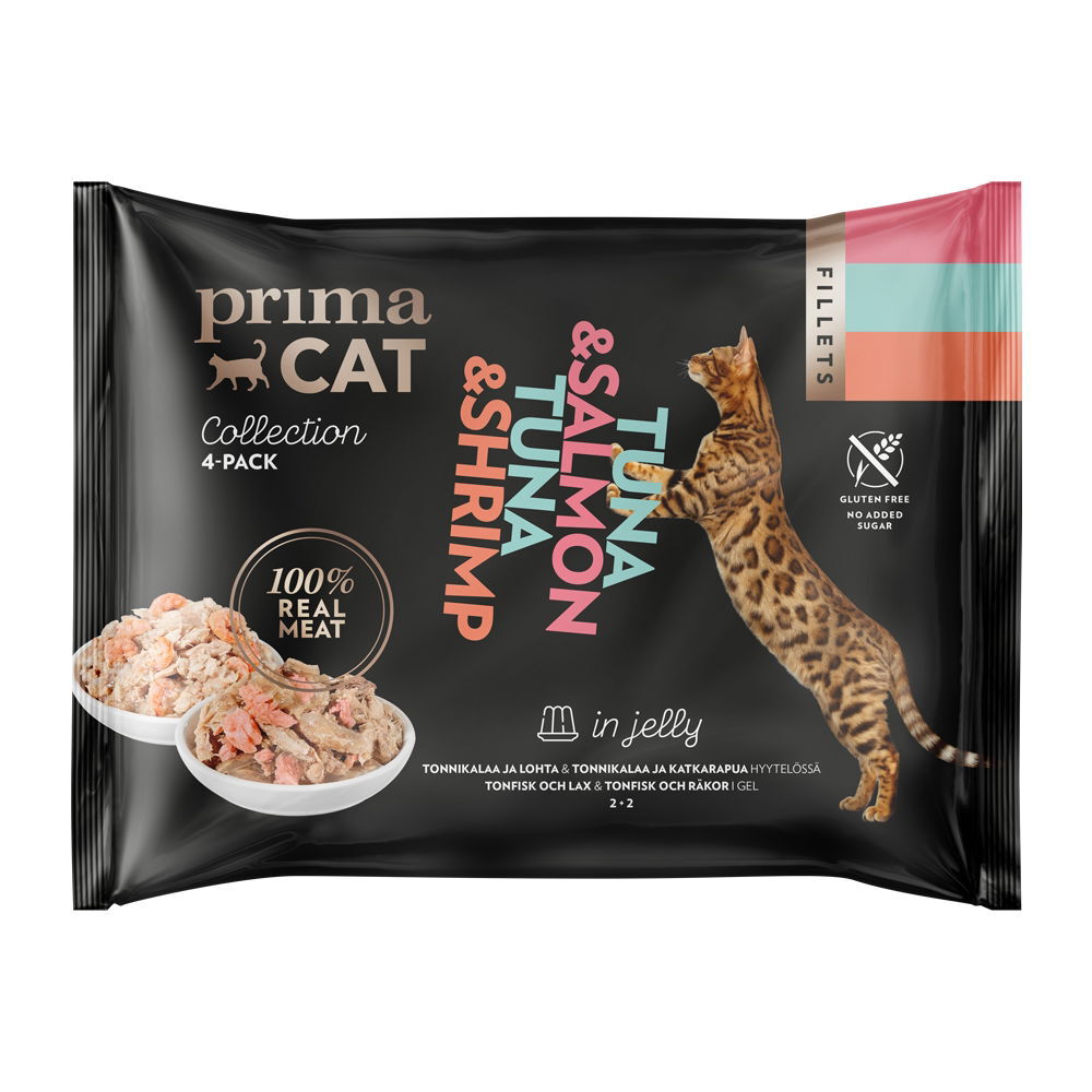 PrimaCat Tonnikala & Katkarapu / Lohi hyytelössä