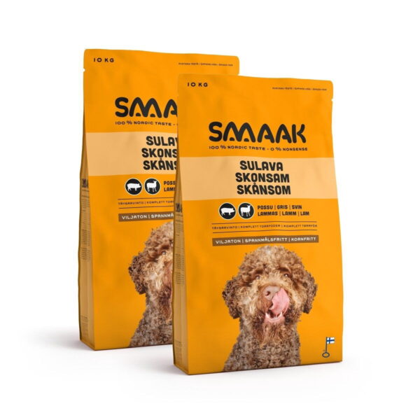 SMAAK viljaton possu-lammas aikuiselle koiralle 2x10 kg
