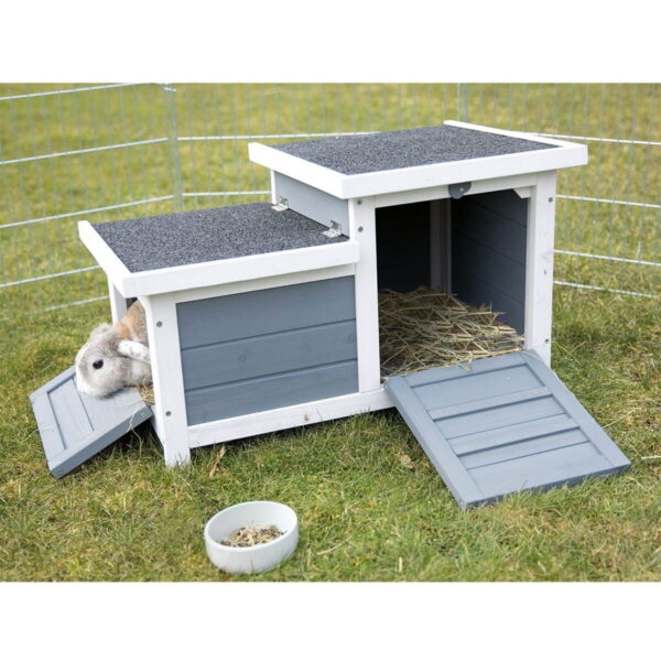 Pesämökki 2 oviaukolla Trixie Natura harmaa 70 x 43 x 45 cm